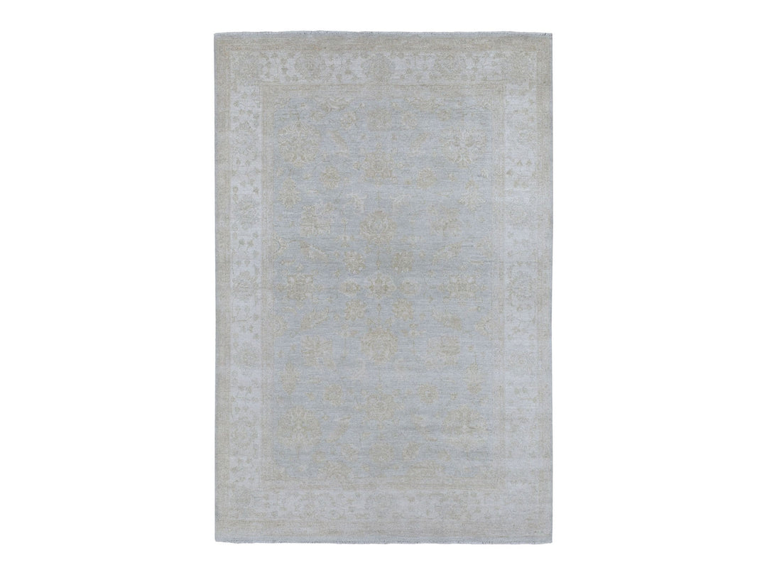 6'0" x 8'10" New Hand Knotted Grey Wool Rectangle Oriental Rug - MOA10267375
