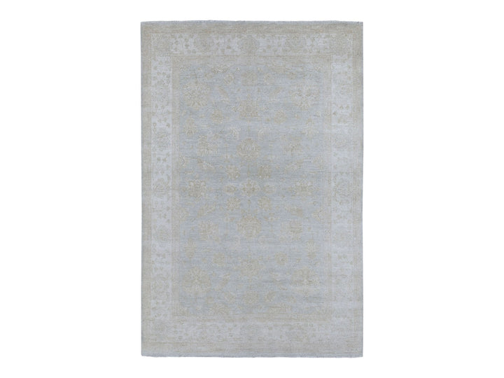 6'0" x 8'10" New Hand Knotted Grey Wool Rectangle Oriental Rug - MOA10267375
