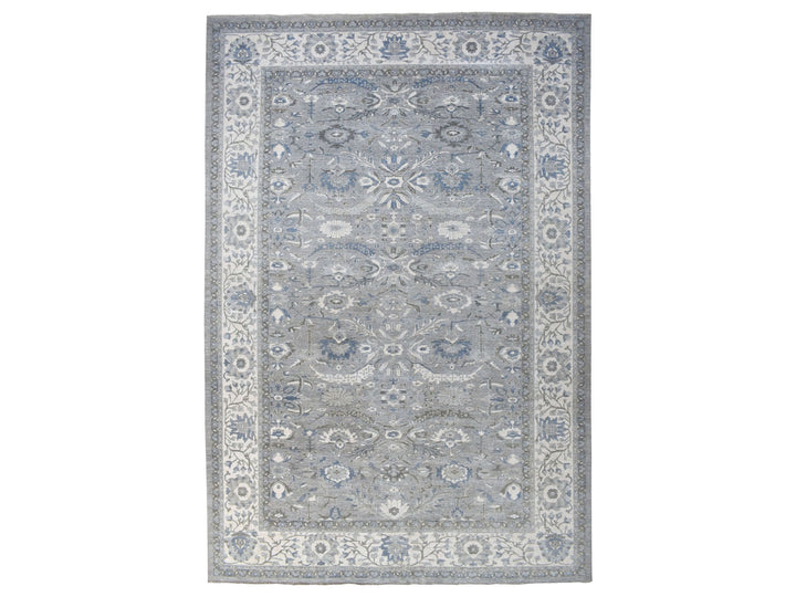 12'0" x 17'8" New Hand Knotted Grey Wool Rectangle Oriental Rug - MOA10267383