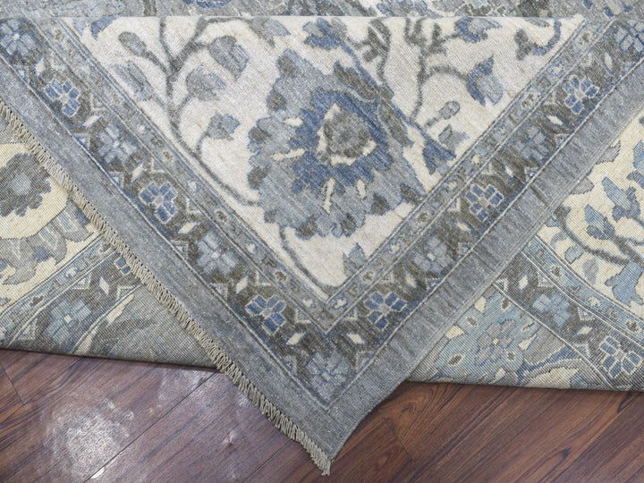 12'0" x 17'8" New Hand Knotted Grey Wool Rectangle Oriental Rug - MOA10267383