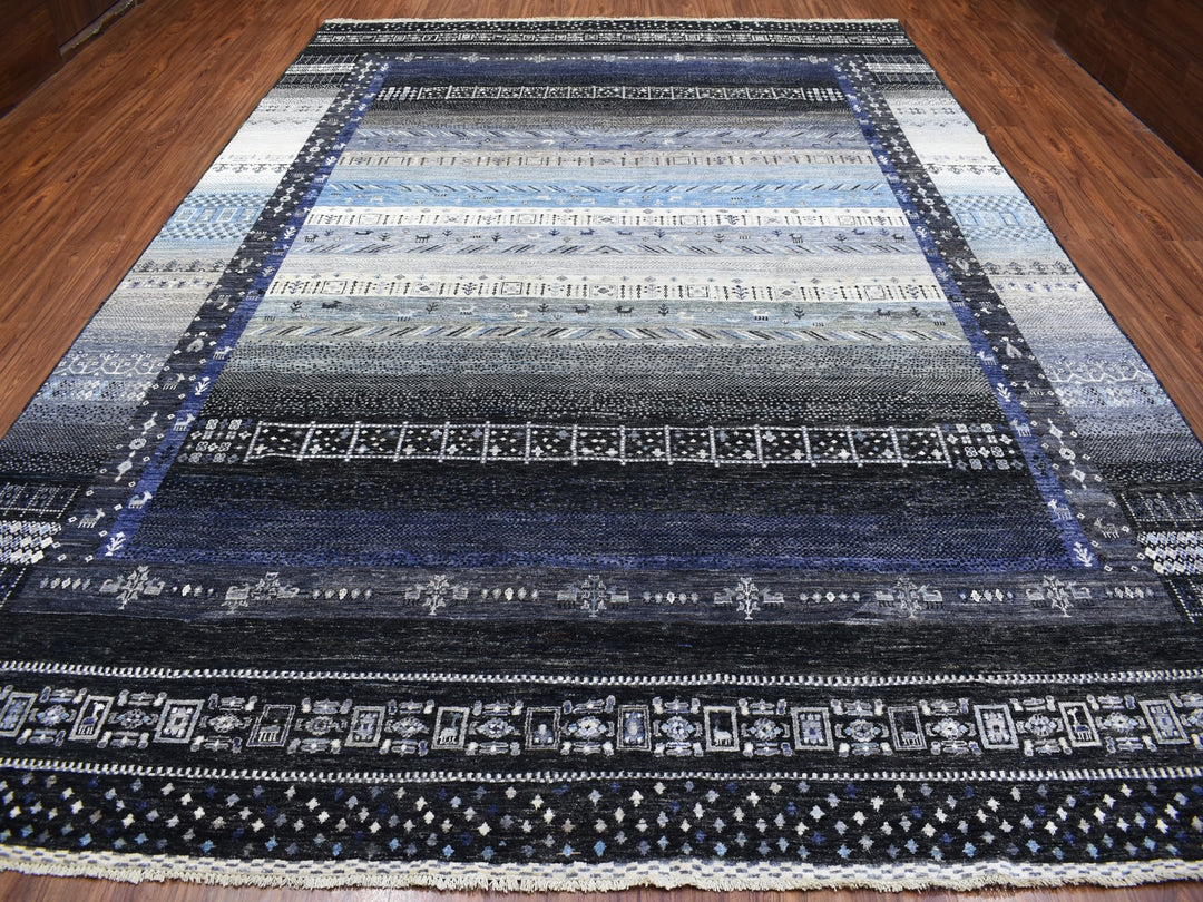 10'0" x 14'0" New Hand Knotted Black Wool Rectangle Oriental Rug - MOA10267396