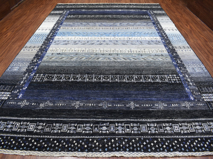 10'0" x 14'0" New Hand Knotted Black Wool Rectangle Oriental Rug - MOA10267396