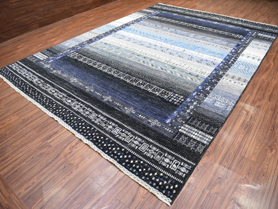 10'0" x 14'0" New Hand Knotted Black Wool Rectangle Oriental Rug - MOA10267396