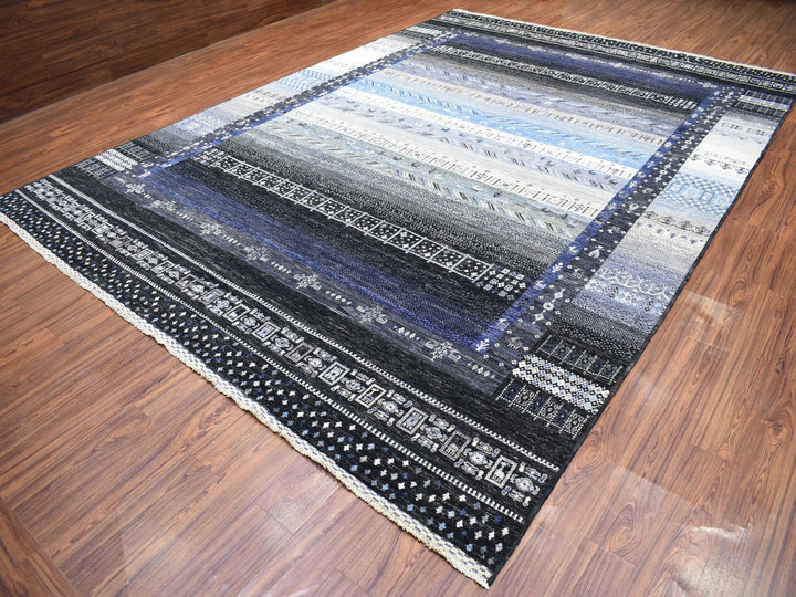 10'0" x 14'0" New Hand Knotted Black Wool Rectangle Oriental Rug - MOA10267396