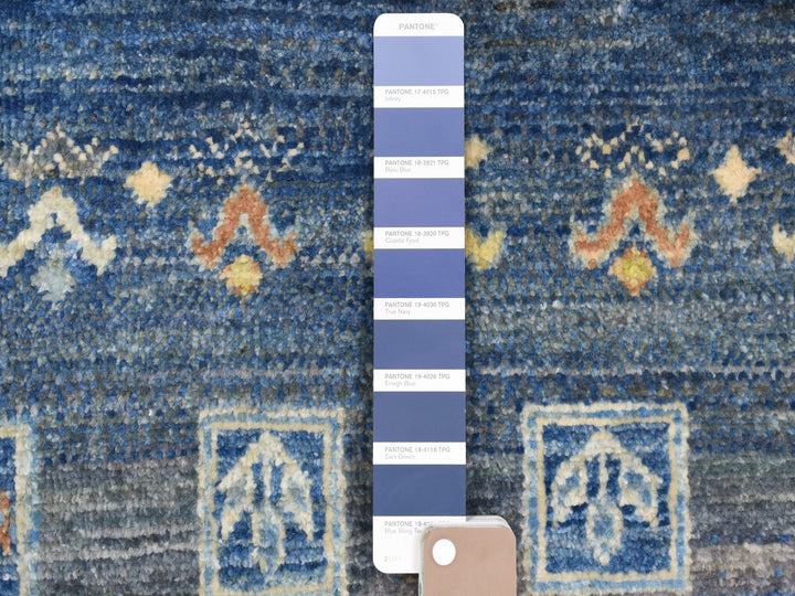 2'5" x 9'7" New Hand Knotted Blue Wool Runner Oriental Rug - MOA10267399