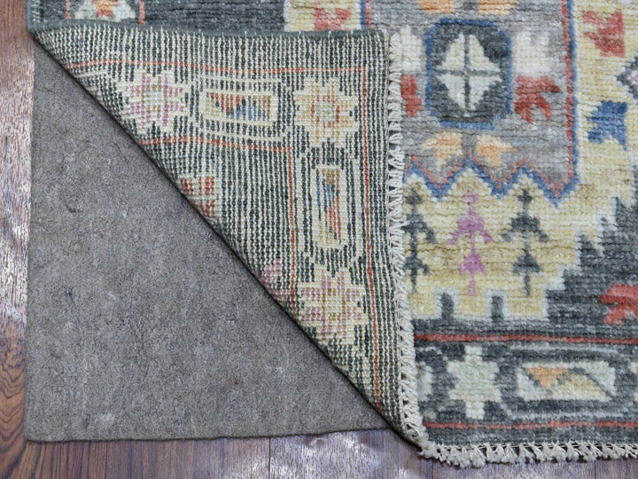 2'10" x 9'10" New Hand Knotted Grey Wool Runner Oriental Rug - MOA10267427