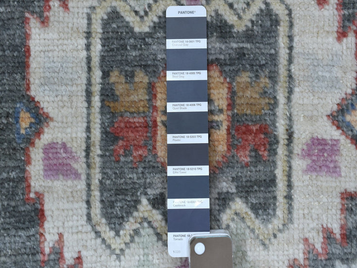 2'10" x 9'10" New Hand Knotted Grey Wool Runner Oriental Rug - MOA10267427