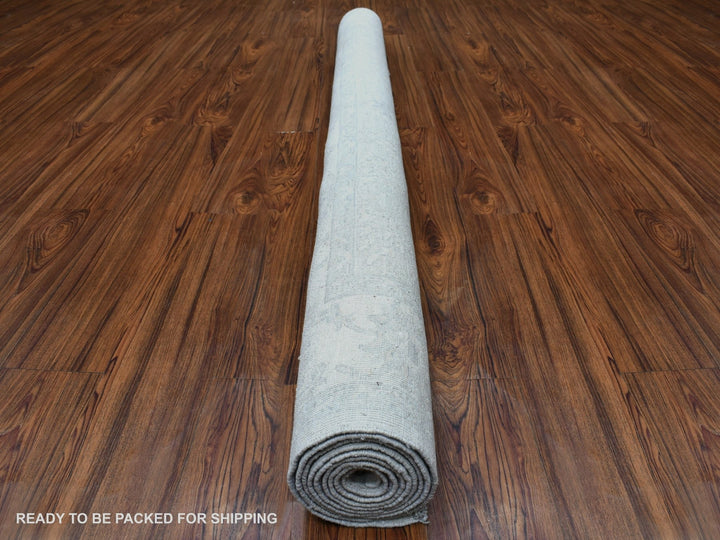 6'1" x 9'0" New Hand Knotted Beige Wool Rectangle Oriental Rug - MOA10267500