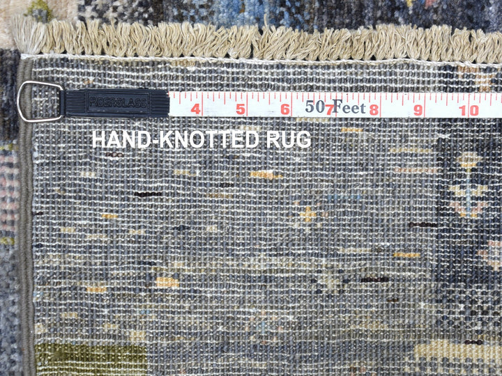 5'10" x 9'0" New Hand Knotted Grey Wool Rectangle Oriental Rug - MOA10267518
