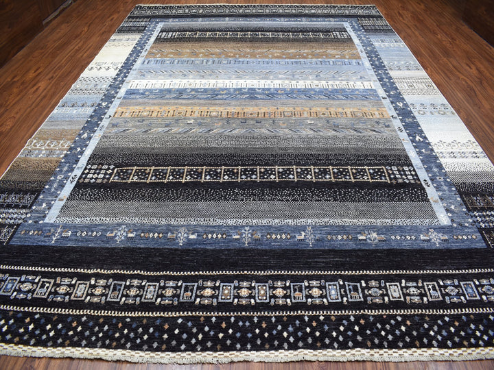 10'2" x 14'1" New Hand Knotted Grey Wool Rectangle Oriental Rug - MOA10267531