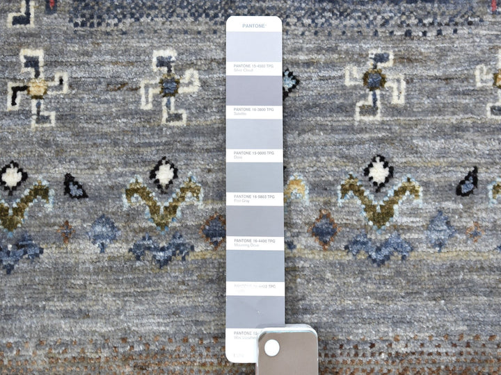 2'4" x 9'9" New Hand Knotted Grey Wool Runner Oriental Rug - MOA10267533