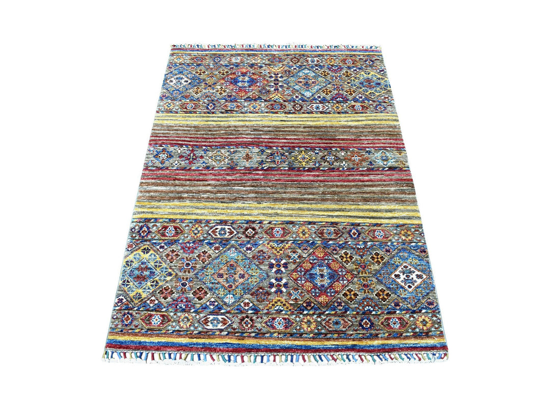 3'5" x 4'10" New Hand Knotted Brown Wool Rectangle Oriental Rug - MOA10267540