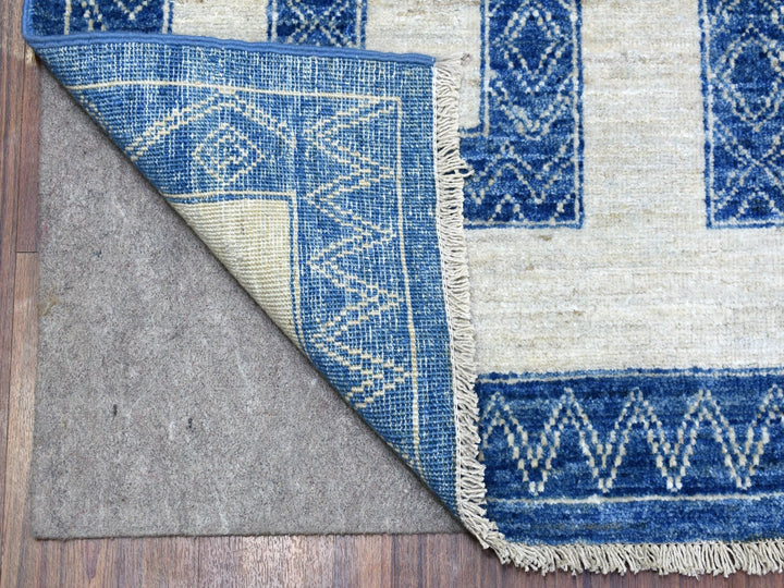 7'10" x 9'9" New Hand Knotted Blue Wool Rectangle Oriental Rug - MOA10267563