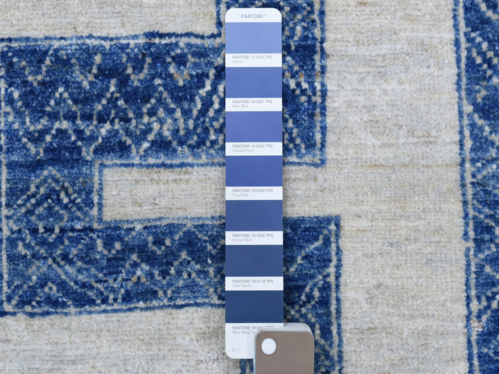 7'10" x 9'9" New Hand Knotted Blue Wool Rectangle Oriental Rug - MOA10267563