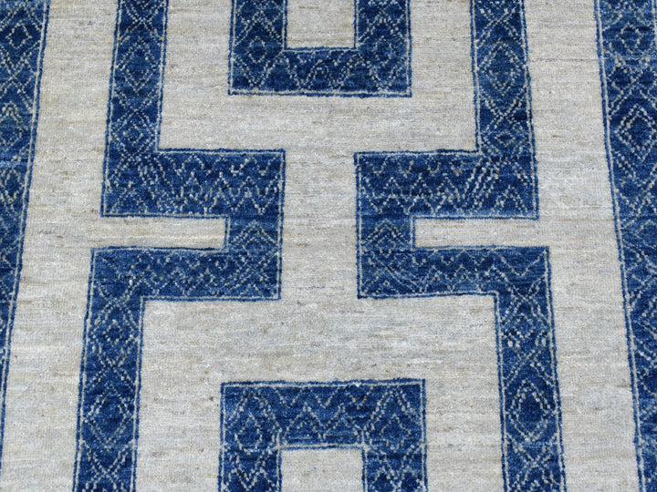 7'10" x 9'9" New Hand Knotted Blue Wool Rectangle Oriental Rug - MOA10267563