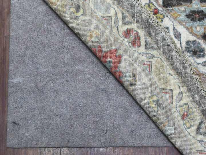 11'7" x 11'7" New Hand Knotted Grey Wool Round Oriental Rug - MOA10267565