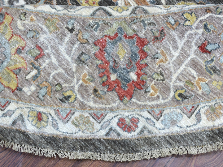 11'7" x 11'7" New Hand Knotted Grey Wool Round Oriental Rug - MOA10267565