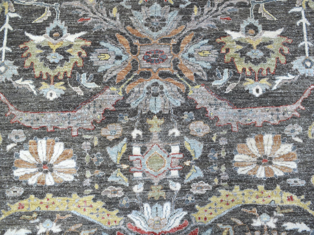 11'7" x 11'7" New Hand Knotted Grey Wool Round Oriental Rug - MOA10267565