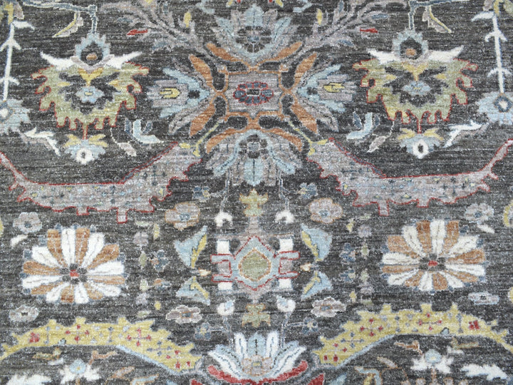 11'7" x 11'7" New Hand Knotted Grey Wool Round Oriental Rug - MOA10267565