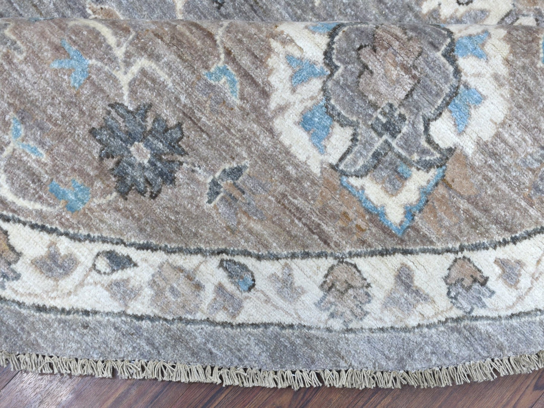 12'0" x 12'0" New Hand Knotted Grey Wool Round Oriental Rug - MOA10267566