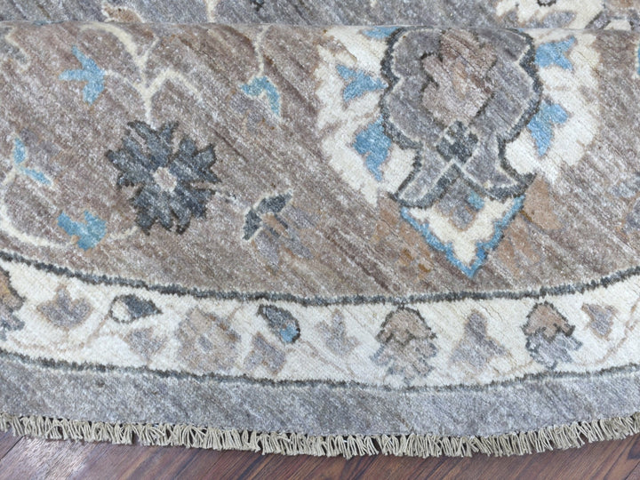12'0" x 12'0" New Hand Knotted Grey Wool Round Oriental Rug - MOA10267566