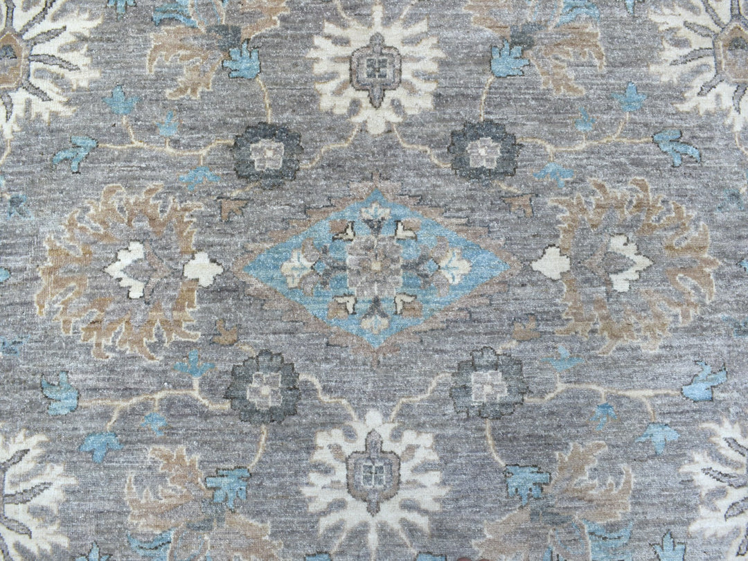 12'0" x 12'0" New Hand Knotted Grey Wool Round Oriental Rug - MOA10267566