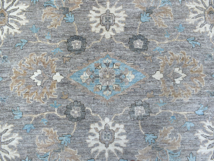 12'0" x 12'0" New Hand Knotted Grey Wool Round Oriental Rug - MOA10267566
