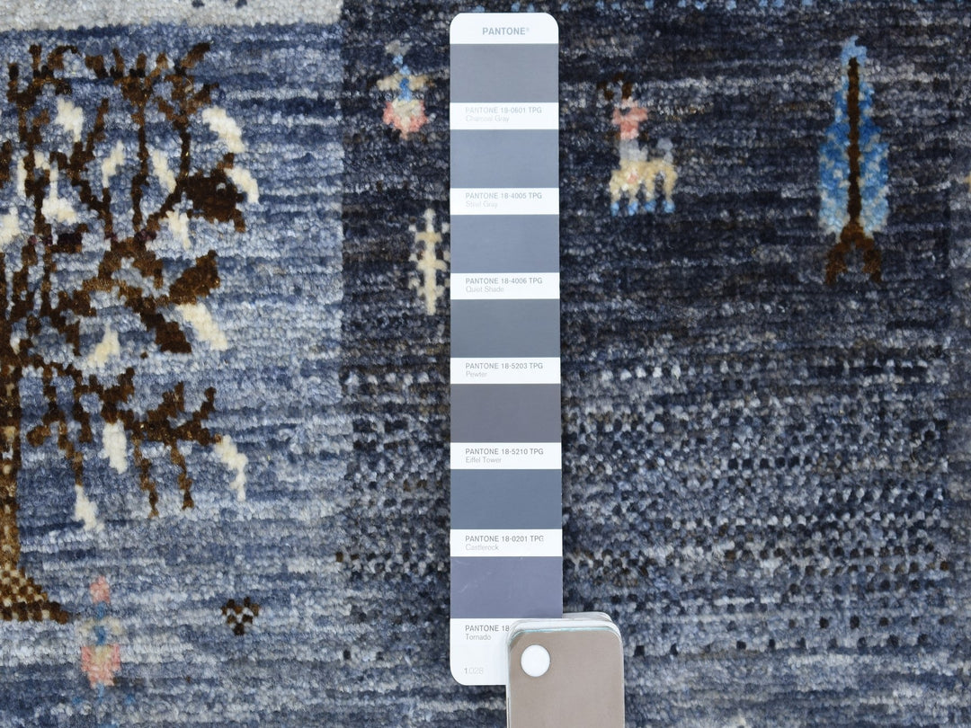 5'10" x 9'2" New Hand Knotted Grey Wool Rectangle Oriental Rug - MOA10267568