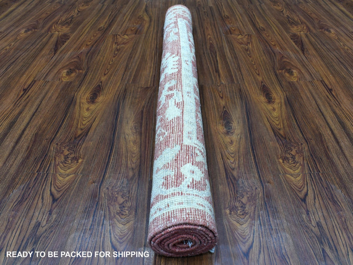 4'1" x 6'0" New Hand Knotted Red Wool Rectangle Oriental Rug - MOA10267581
