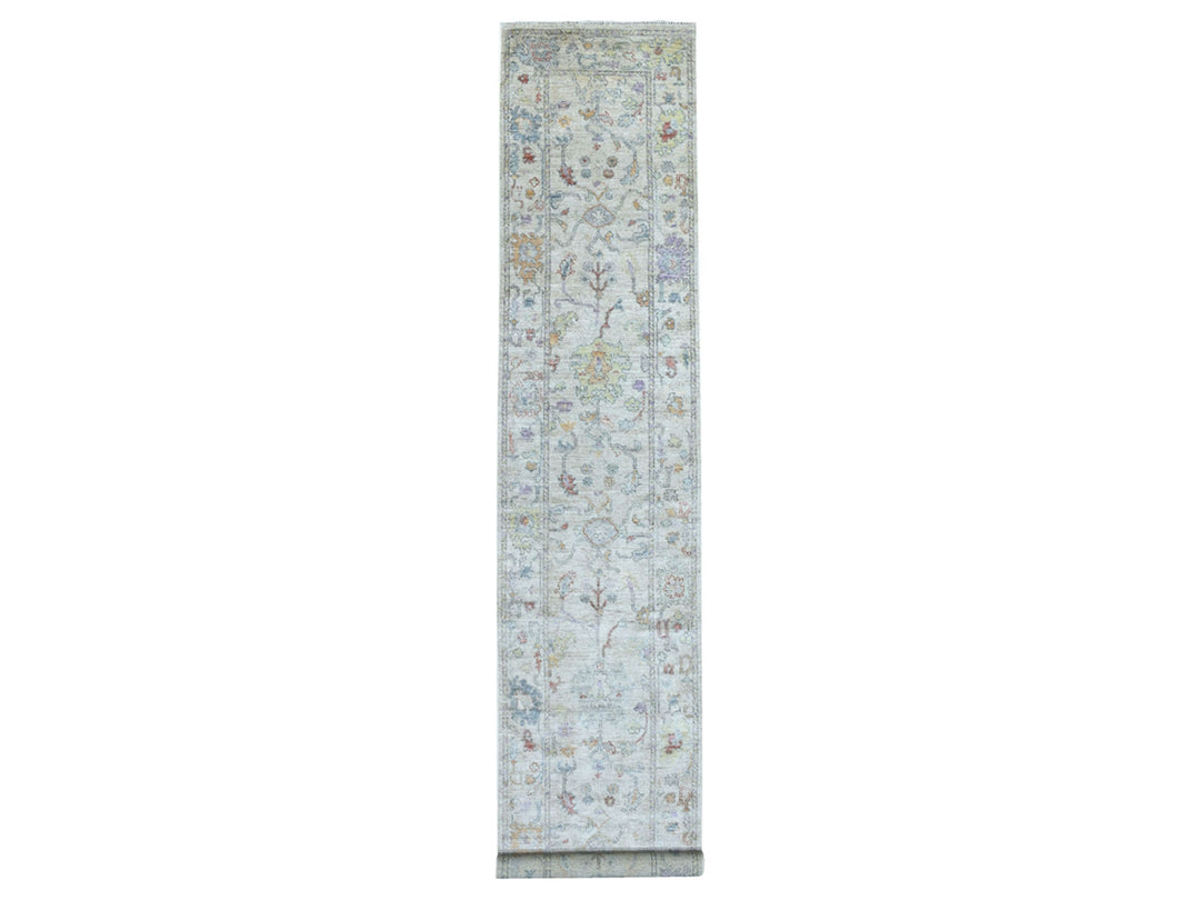 2'10" x 16'0" New Hand Knotted Grey Wool Runner Oriental Rug - MOA10267597