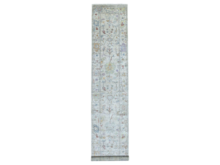 2'10" x 16'0" New Hand Knotted Grey Wool Runner Oriental Rug - MOA10267597