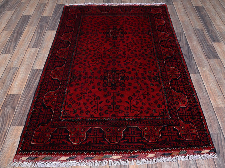 3'5" x 5'2" New Hand Knotted Red Wool Rectangle Oriental Rug - MOA102675