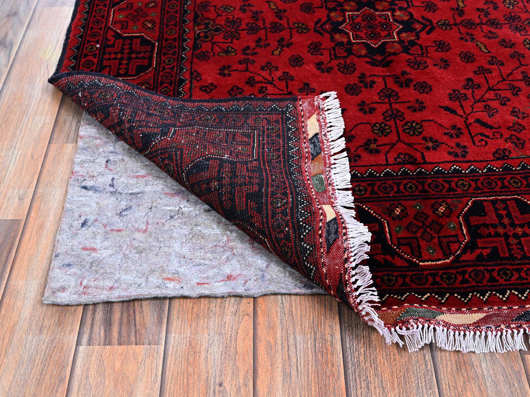 3'5" x 5'2" New Hand Knotted Red Wool Rectangle Oriental Rug - MOA102675