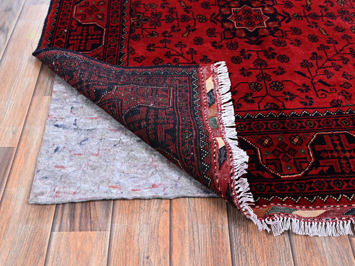 3'5" x 5'2" New Hand Knotted Red Wool Rectangle Oriental Rug - MOA102675