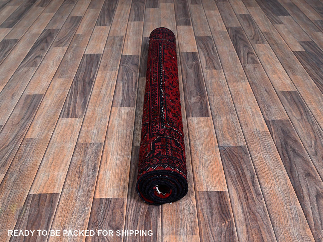 3'5" x 5'2" New Hand Knotted Red Wool Rectangle Oriental Rug - MOA102675
