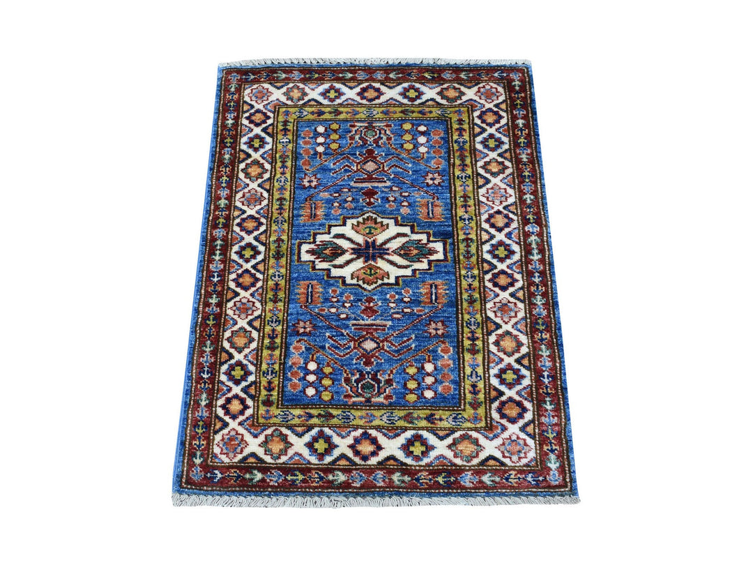2'0" x 2'10" New Hand Knotted Blue Wool Rectangle Oriental Rug - MOA10267623
