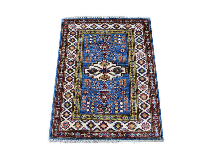 2'0" x 2'10" New Hand Knotted Blue Wool Rectangle Oriental Rug - MOA10267623