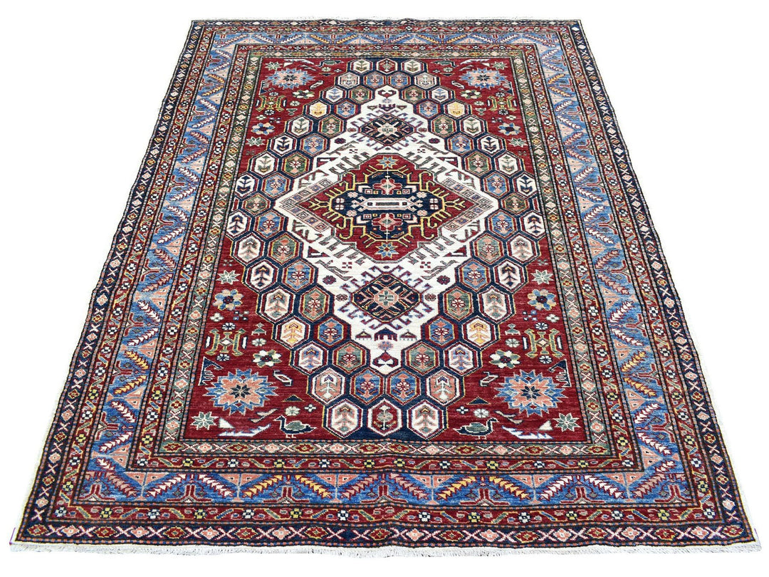 5'0" x 6'5" New Hand Knotted Ivory Wool Rectangle Oriental Rug - MOA10267628