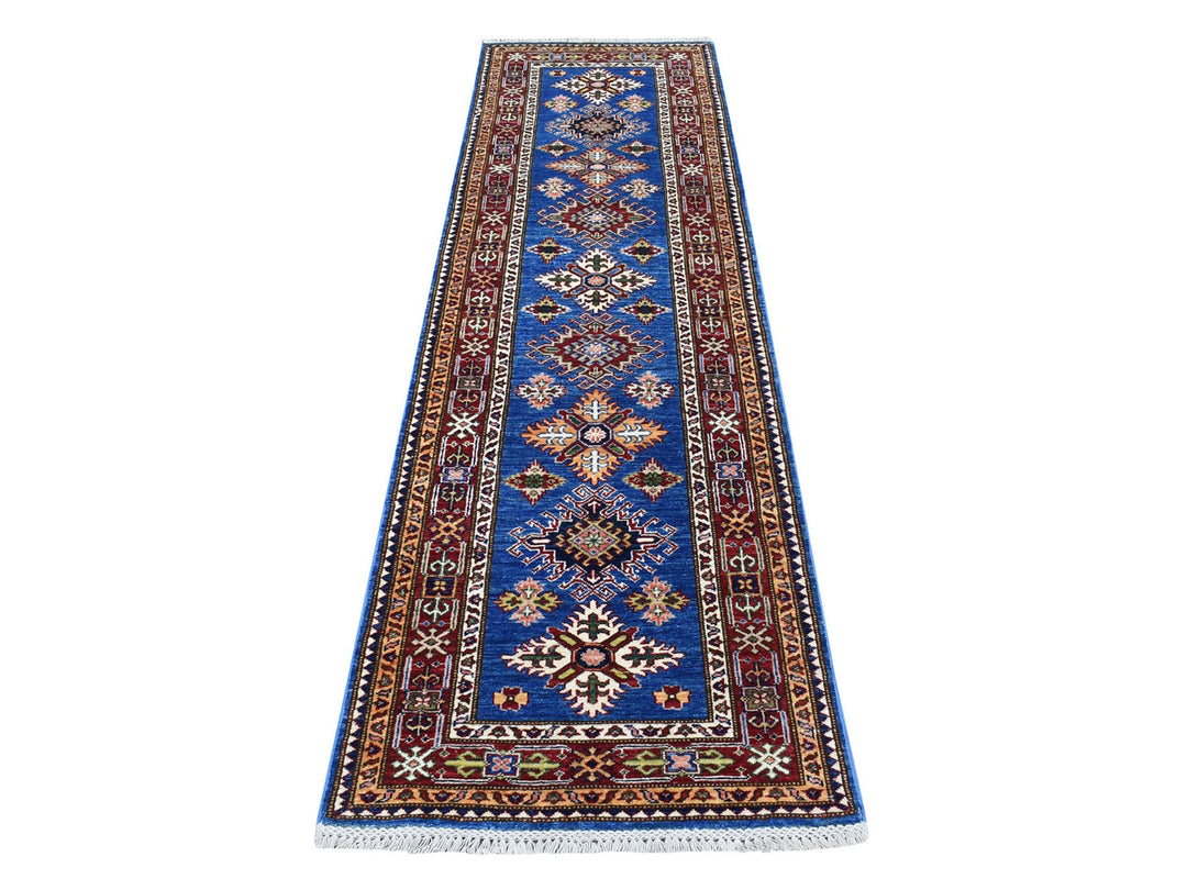 2'6" x 8'8" New Hand Knotted Blue Wool Runner Oriental Rug - MOA10267654