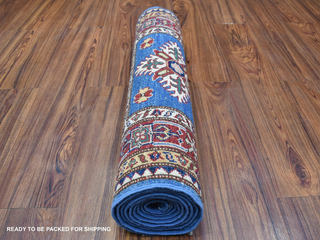 2'6" x 8'8" New Hand Knotted Blue Wool Runner Oriental Rug - MOA10267654
