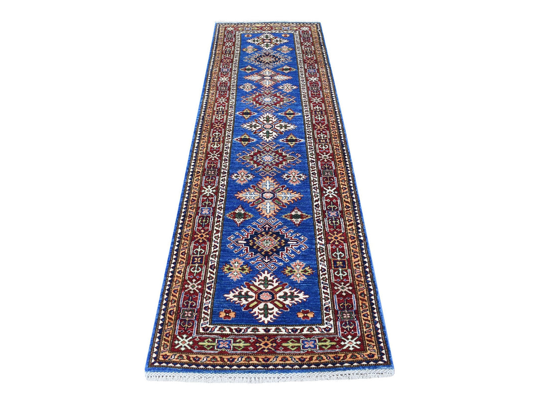 2'7" x 8'7" New Hand Knotted Blue Wool Runner Oriental Rug - MOA10267660