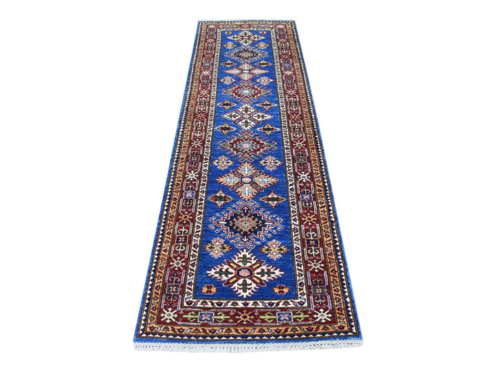 2'7" x 8'7" New Hand Knotted Blue Wool Runner Oriental Rug - MOA10267660