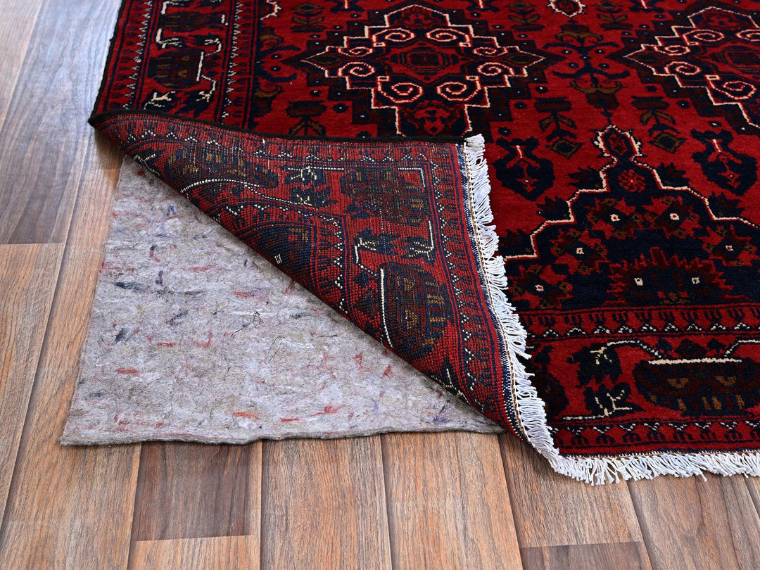 3'10" x 5'7" New Hand Knotted Red Wool Rectangle Oriental Rug - MOA102676