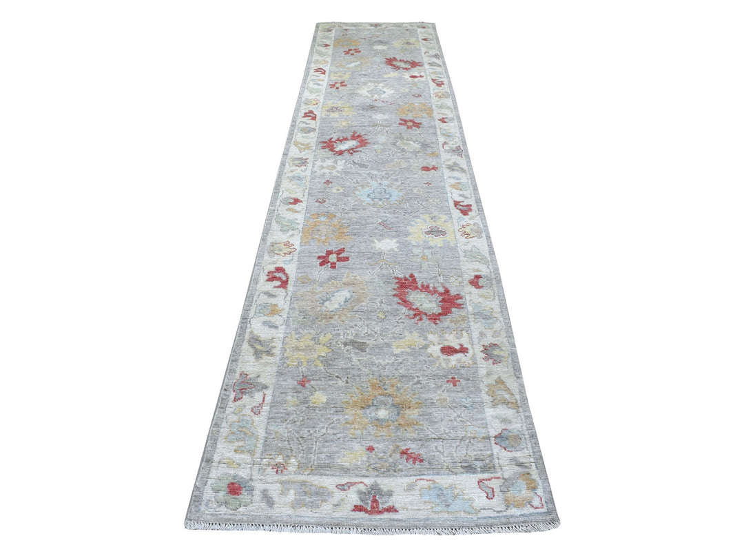 3'0" x 13'5" New Hand Knotted Grey Wool Runner Oriental Rug - MOA10267709