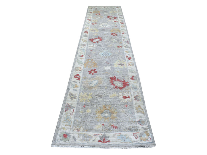3'0" x 13'5" New Hand Knotted Grey Wool Runner Oriental Rug - MOA10267709