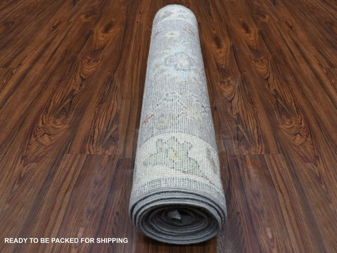 3'0" x 13'5" New Hand Knotted Grey Wool Runner Oriental Rug - MOA10267709