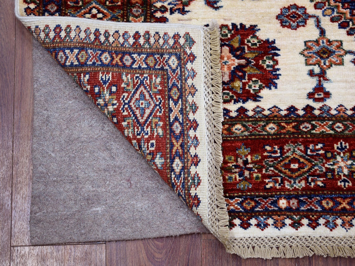 3'10" x 5'0" New Hand Knotted Ivory Wool Rectangle Oriental Rug - MOA10267723