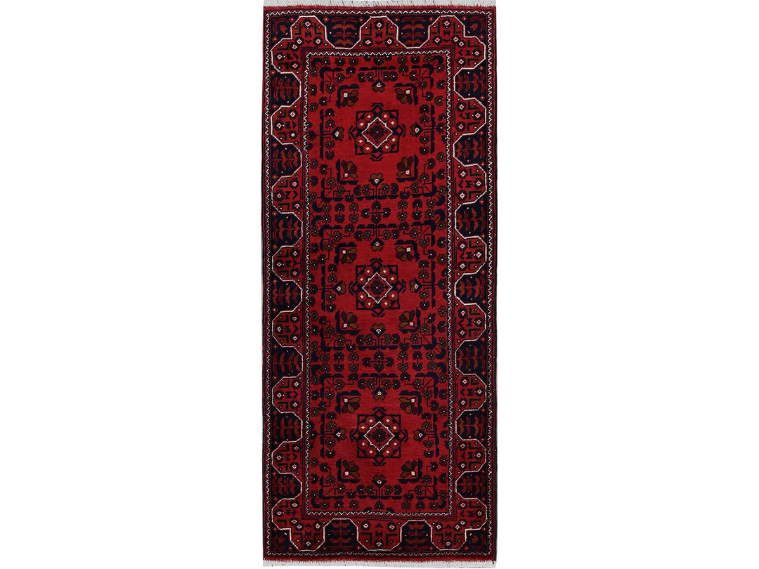 2'2" x 5'4" New Hand Knotted Red Wool Runner Oriental Rug - MOA102677