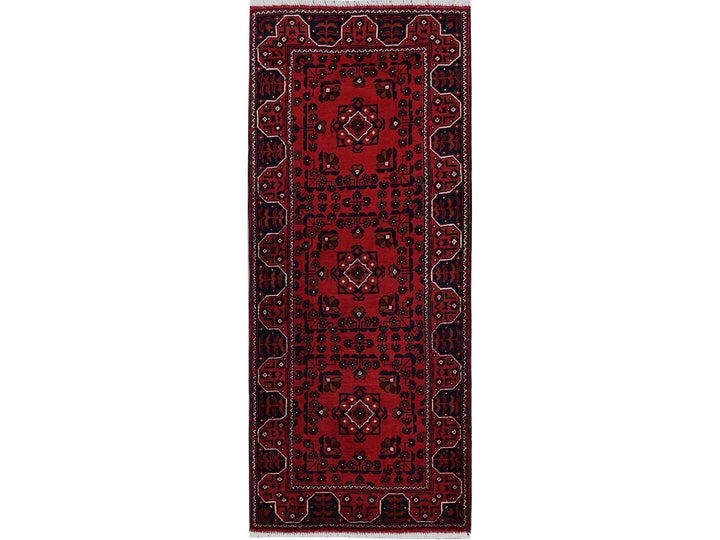 2'2" x 5'4" New Hand Knotted Red Wool Runner Oriental Rug - MOA102677