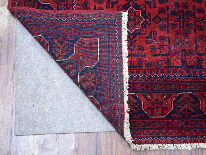 4'1" x 5'9" New Hand Knotted Red Wool Rectangle Oriental Rug - MOA10267811